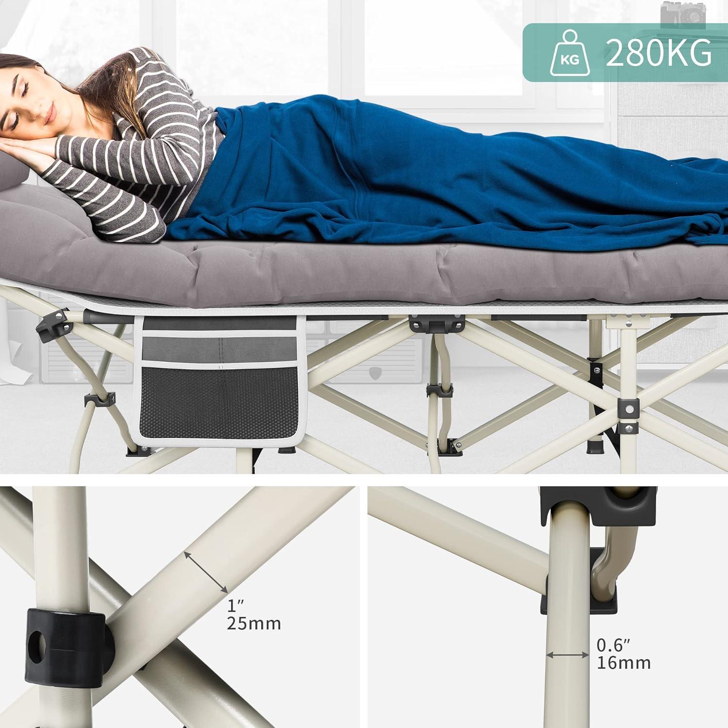 Faltbares Campingbett Erwachsene Outdoor robuste Matratze Grau