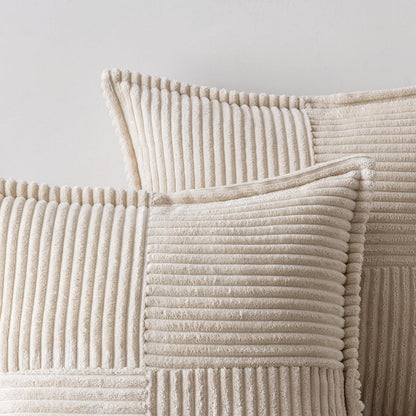 Kordsamt Kissenbezug 40x60 cm - 2er Set Creme Patchwork