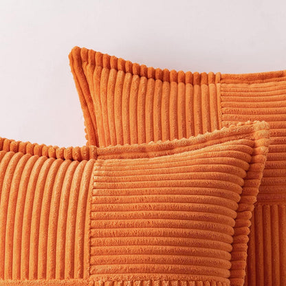 Kordsamt Kissenbezug 40x40cm Orange Patchwork 2er Set