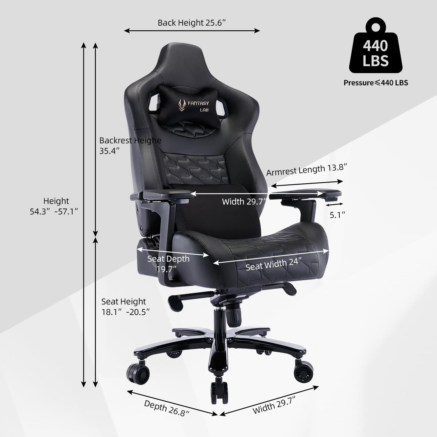 Ergonomischer Gaming Stuhl Massage Lendenstütze Schwarz