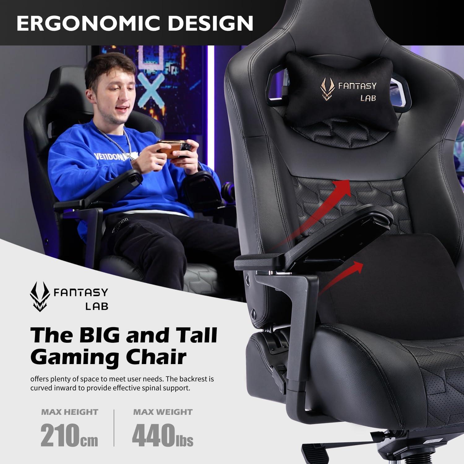 Fantasylab Gaming Stuhl Massage 200kg Belastbarkeit Schwarz