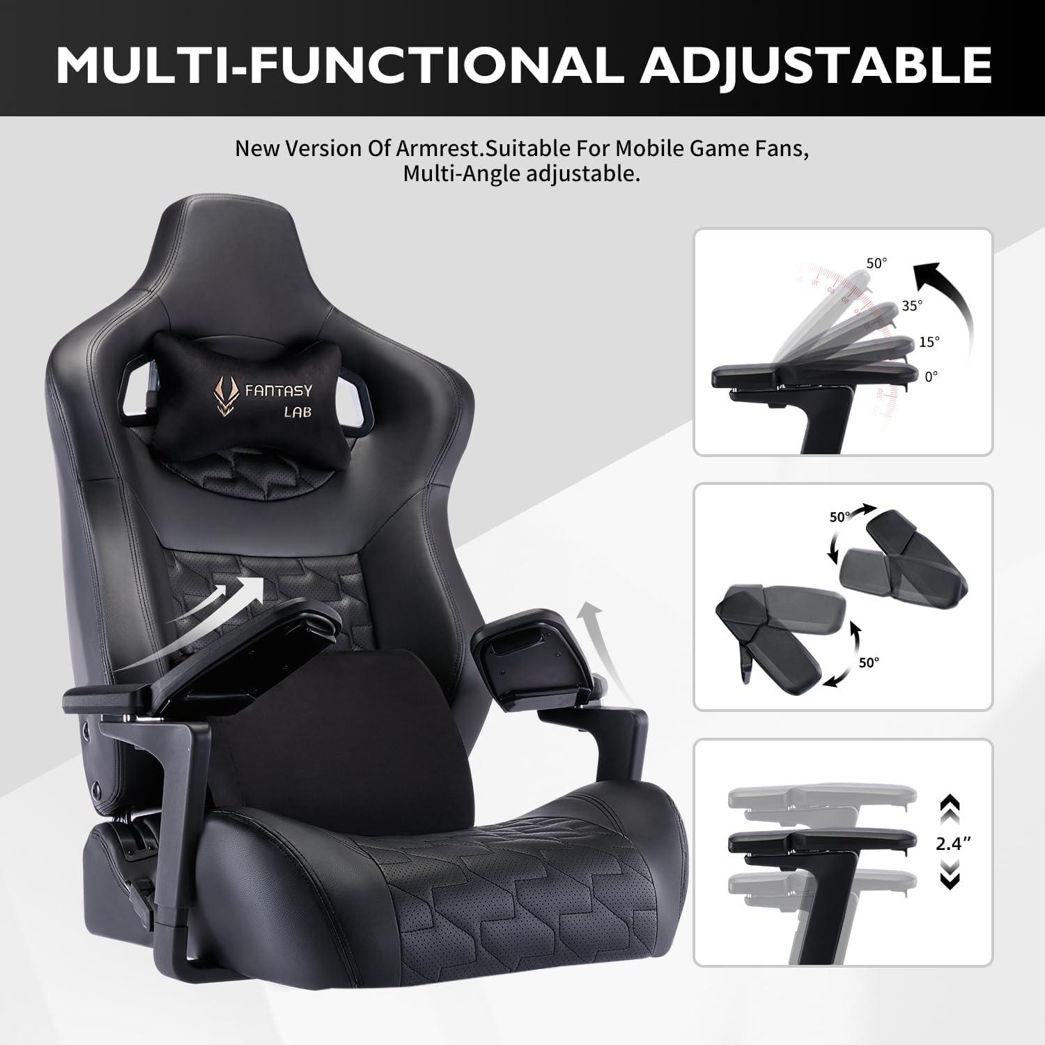 Gaming Stuhl 220kg Massage Lendenstütze Armlehne Schwarz