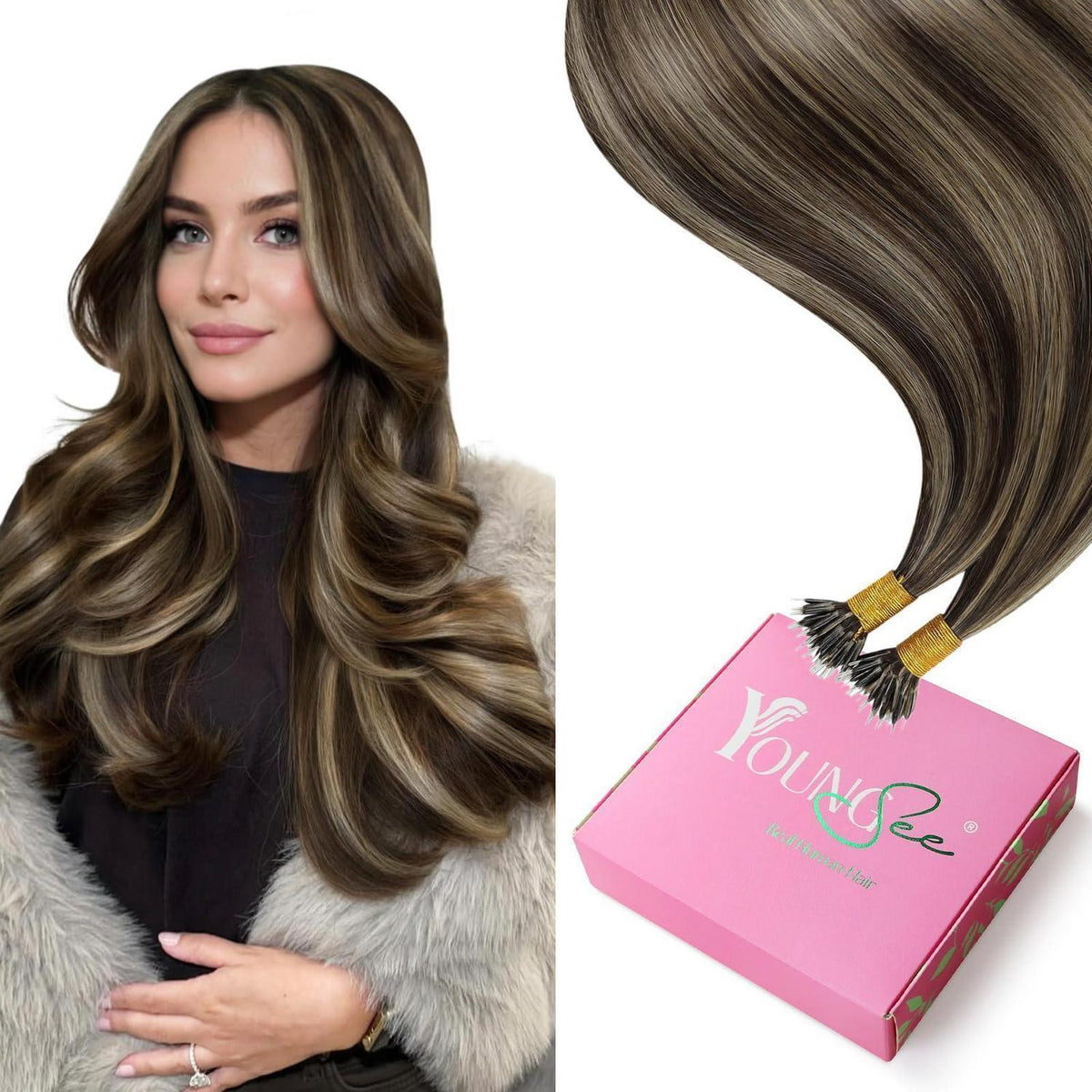 Echthaar Nano Ring Extensions Blond 45 cm - Haarverlängerung