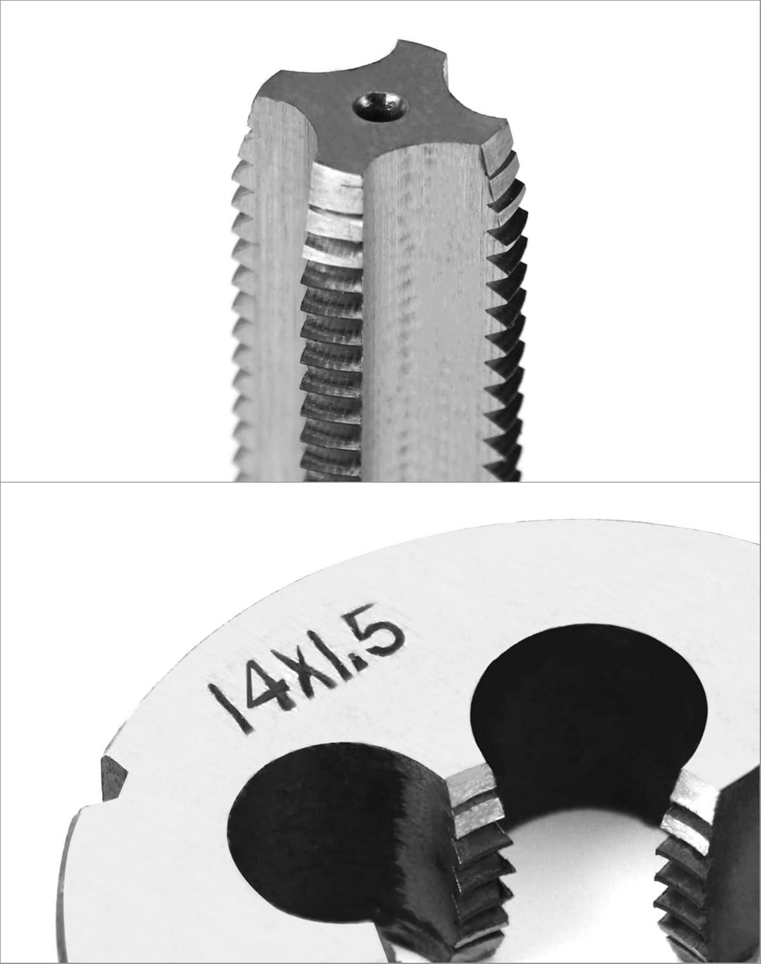 QWORK® Gewindebohrer M14x1.5mm Set, Schnellarbeitsstahl ISO