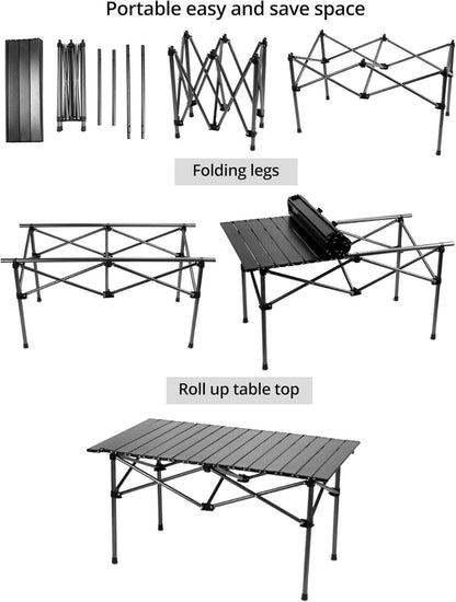 Klappbarer Campingtisch 95x55x50 cm schwarz Camping Picknick Angeln