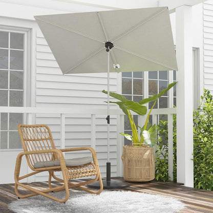Balkon Sonnenschirm rechteckig mit Kippfunktion Beige 183x134cm