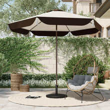 Großer Terrassenschirm Ø270cm Beige Fransen UV-Schutz