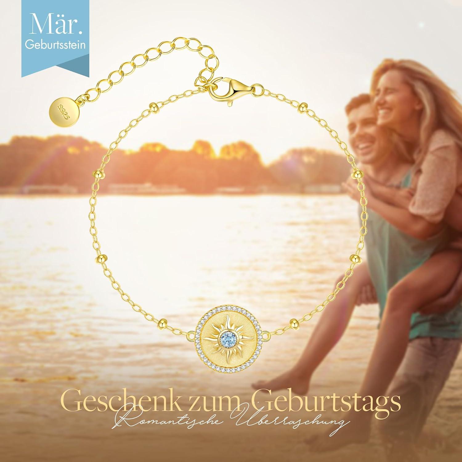 925 Sterling Silber Sonnen Armband Damen Geburtstags