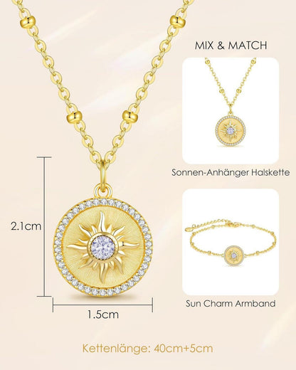 CDE Damen Kette 925 Sterling Silber Sonnen Anhänger Halskette Geschenk