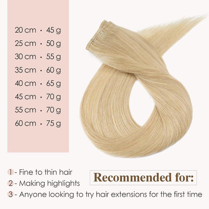 Echthaar Clip-In Extensions – Mittleres Blond, 45cm