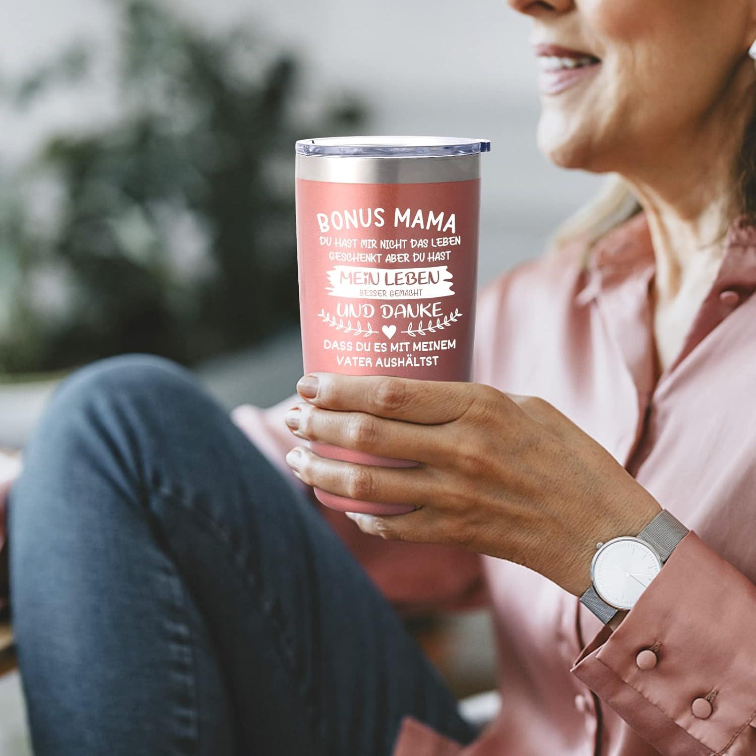 Livole Mama Geschenk Bonus Mama Edelstahl Camping Becher