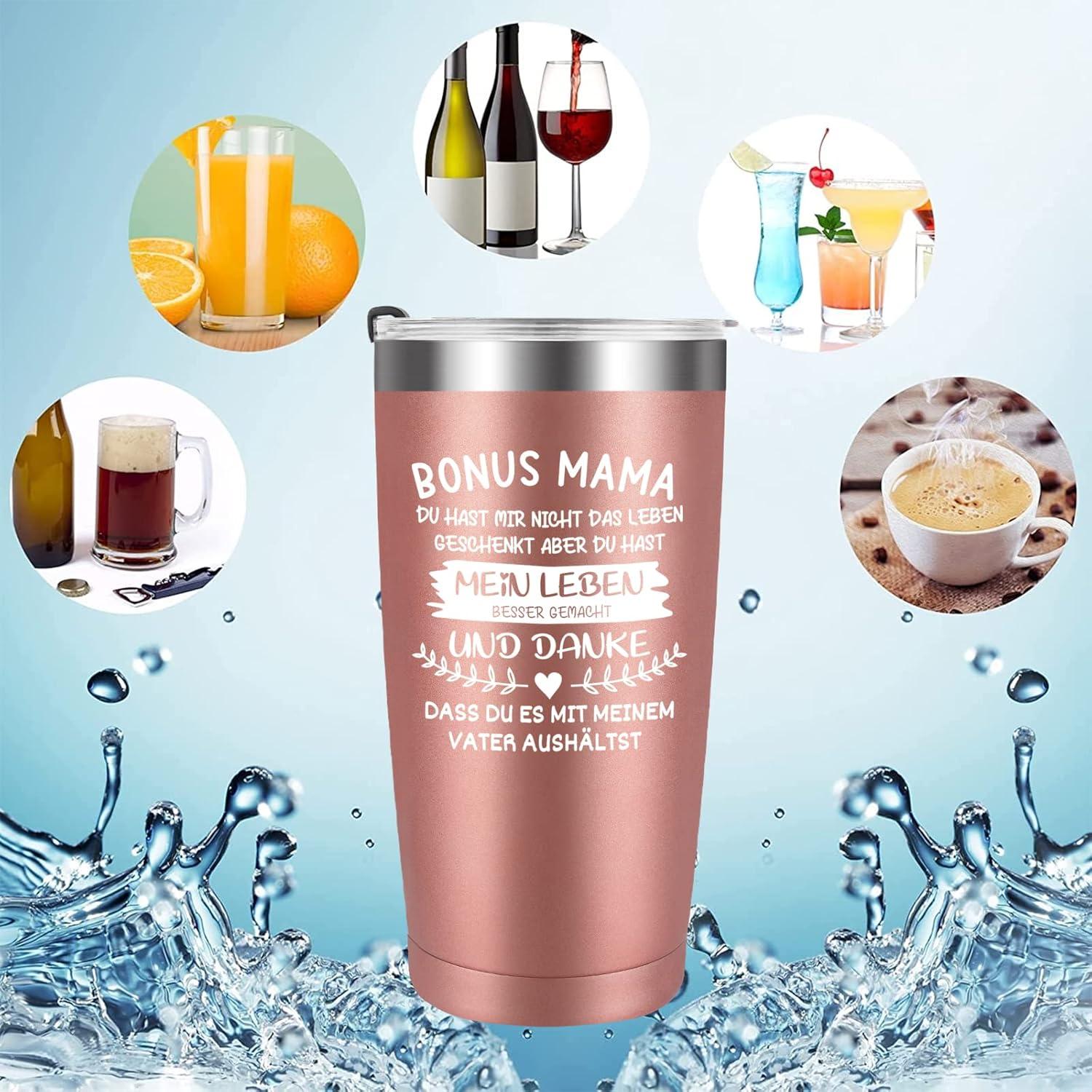 Livole Muttertagsgeschenk Bonus Mama Kaffeebecher to go Thermo 600ml Edelstahl Becher
