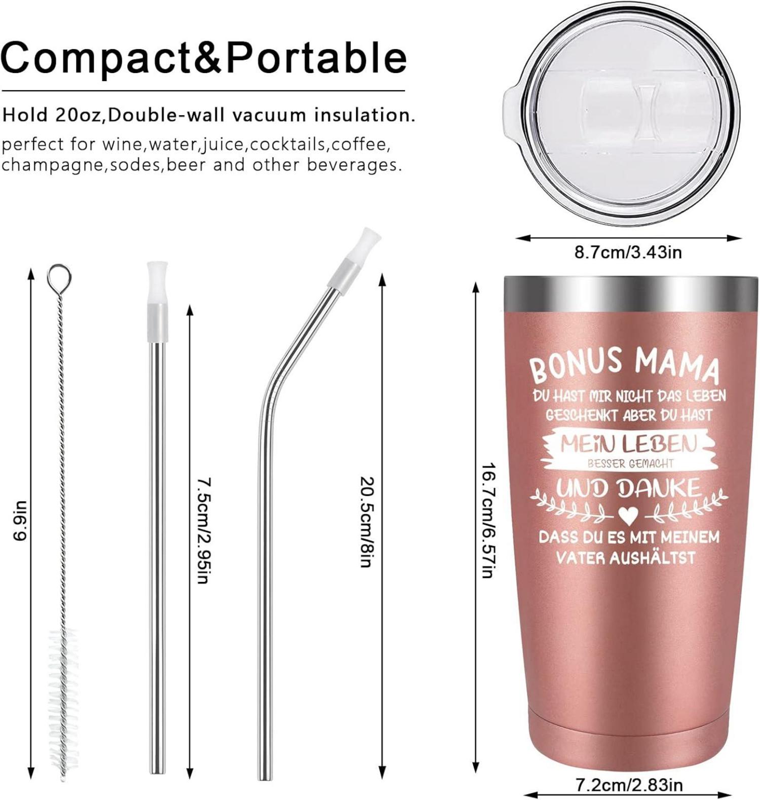Mama Geschenk Muttertag Bonus Mama Edelstahl Kaffeebecher 20oz Thermo 600ml