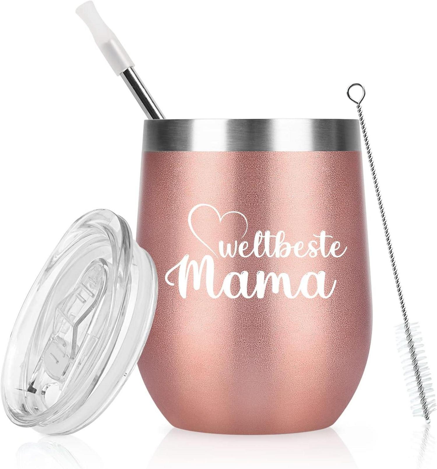 Thermobecher Weltbeste Mama 350ml Strohdeckel 12oz