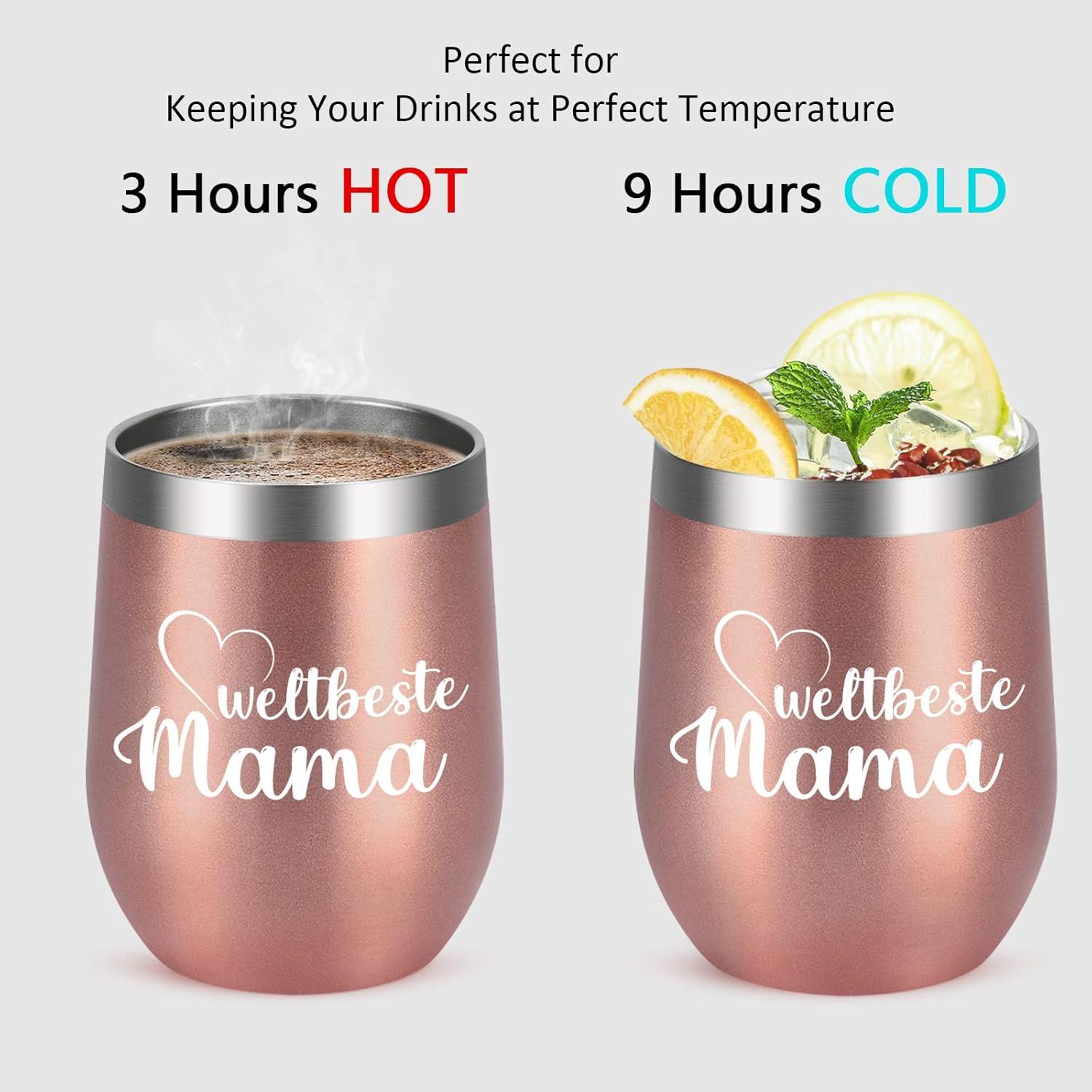 Livole Weltbeste Mama 350ml Thermobecher mit Strohhalm - Camping Becher 12oz