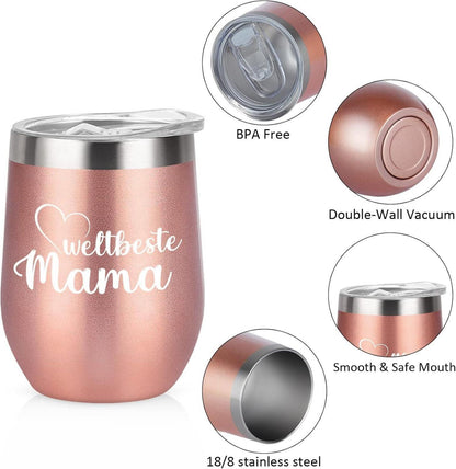 Muttertagsgeschenk: 350ml Thermobecher mit Strohhalm Deckel