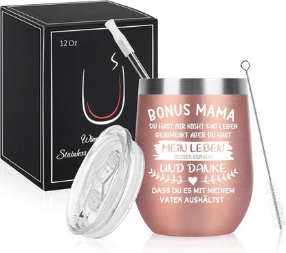 Livole Bonus Mama Geschenk Tasse 12oz Edelstahl Vakuum Thermobecher