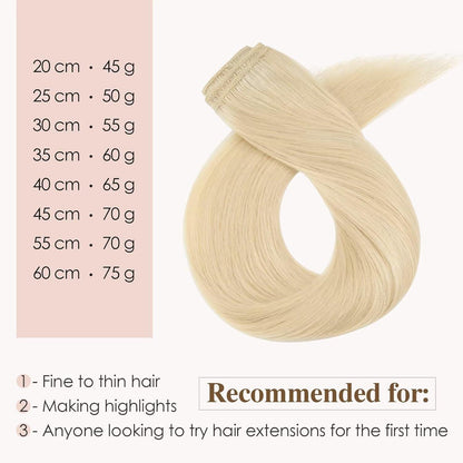 Lichtblond Clip-In Haarverlängerung Echthaar 55cm