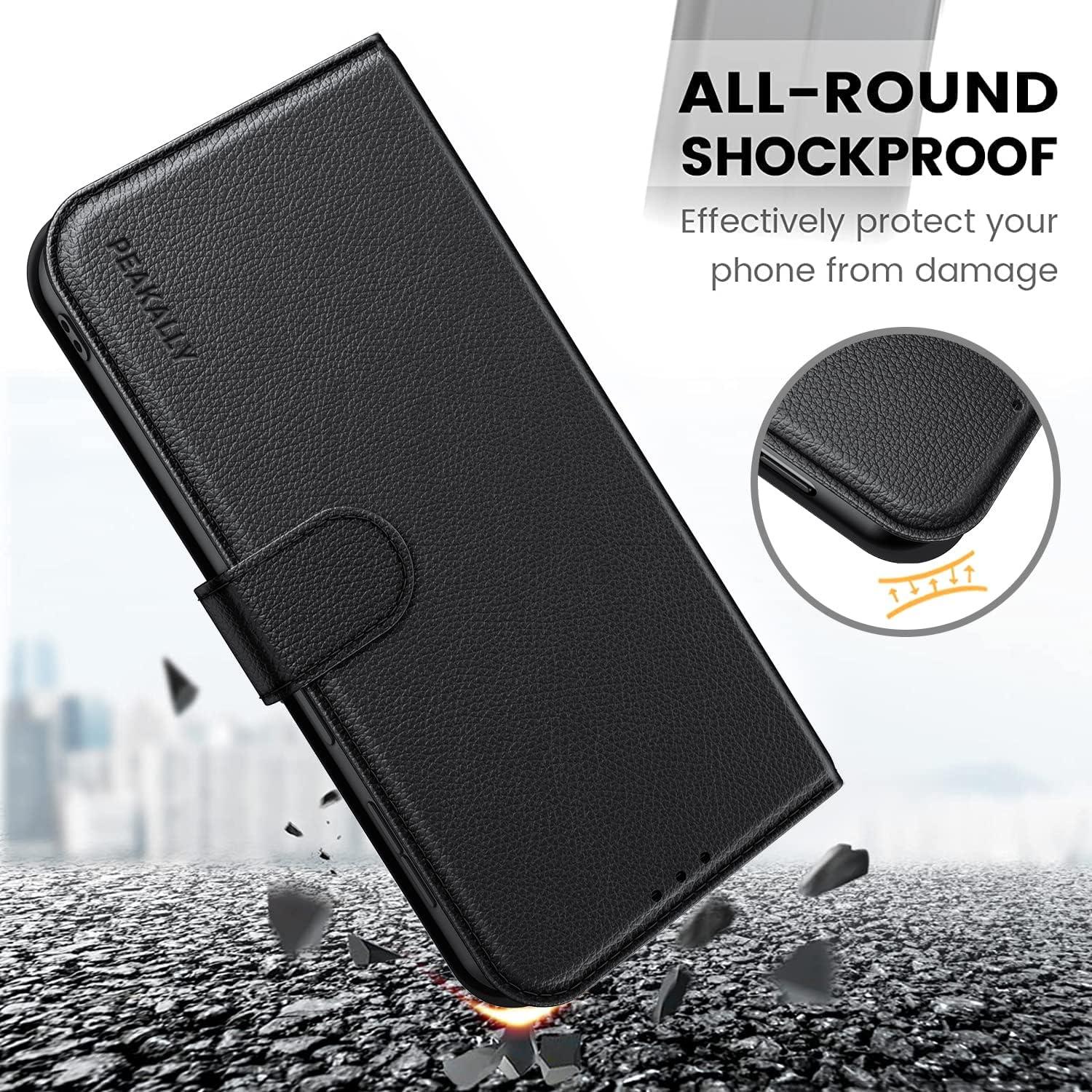 Handyhülle Samsung Galaxy A14 4G 5G Schwarz PU Leder RFID Magnet Stand