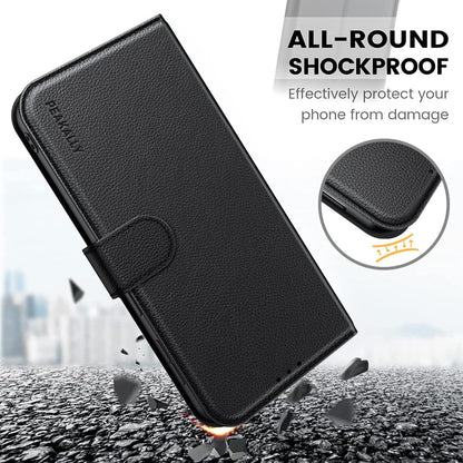 Handyhülle Samsung Galaxy A14 4G 5G Schwarz PU Leder RFID Magnet Stand