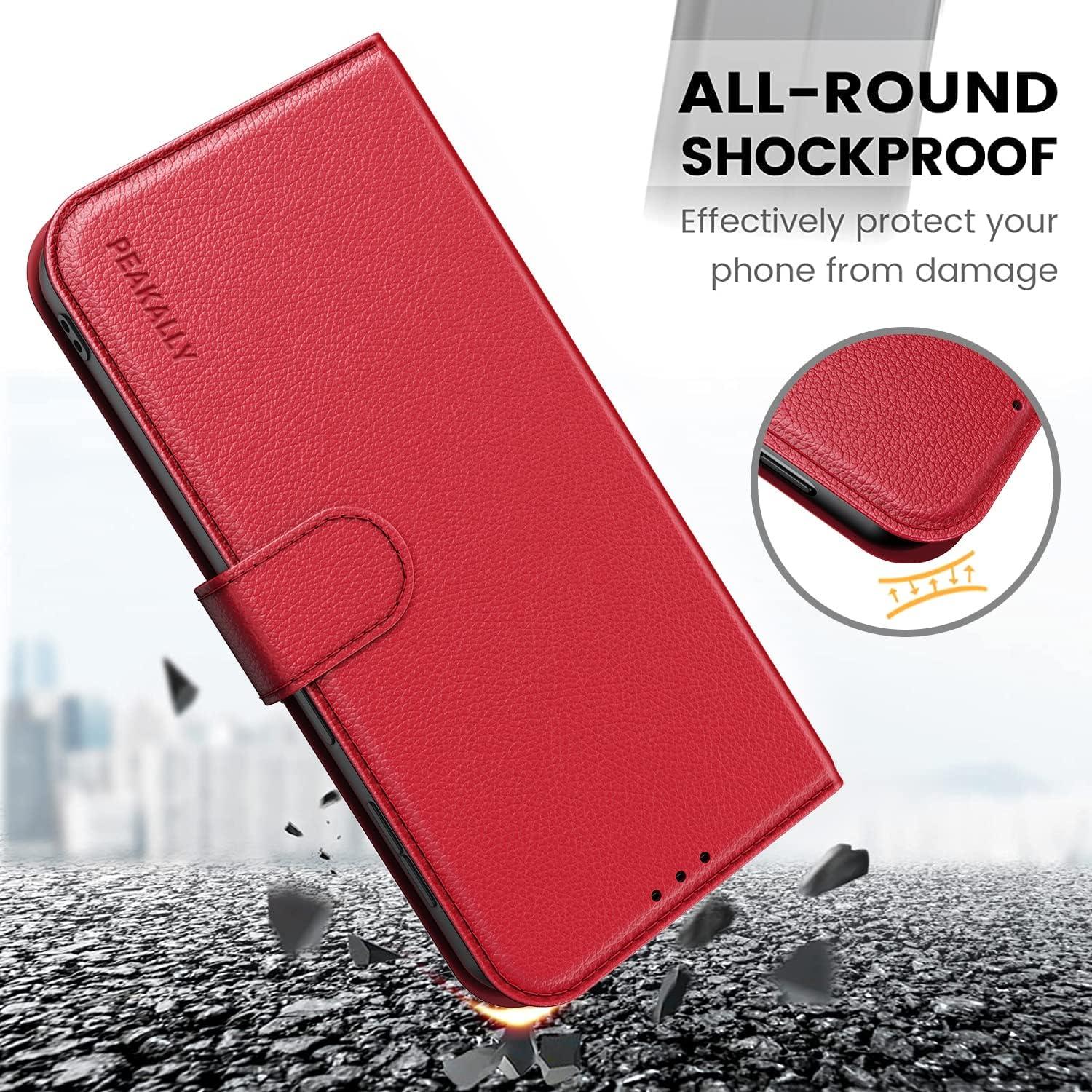 Handyhülle Samsung Galaxy A14 4G / 5G PU-Leder RFID Kartenfach Magnet Stand Rot