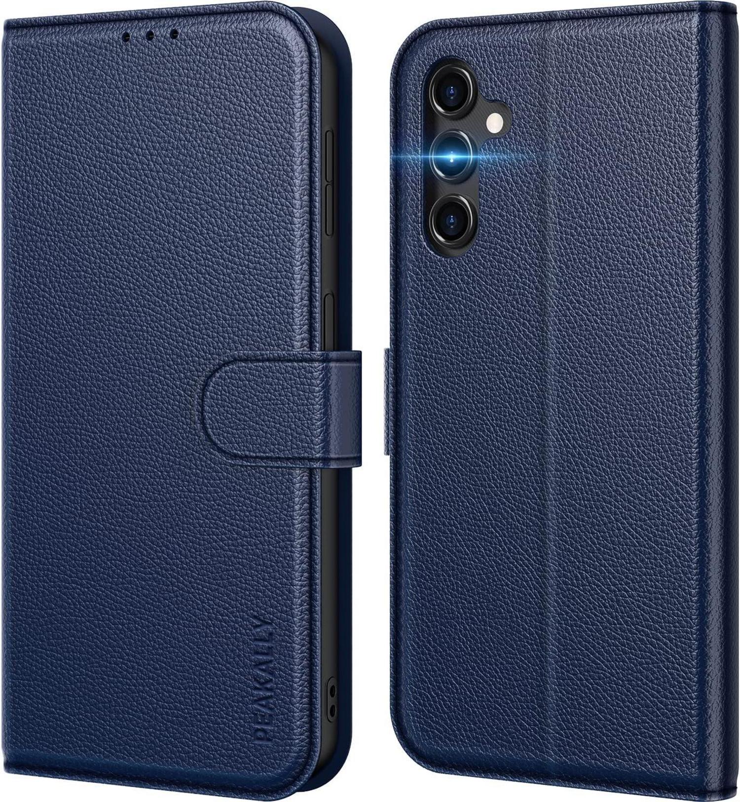 Handyhülle für Samsung Galaxy A14 4G 5G PU Leder RFID Blau