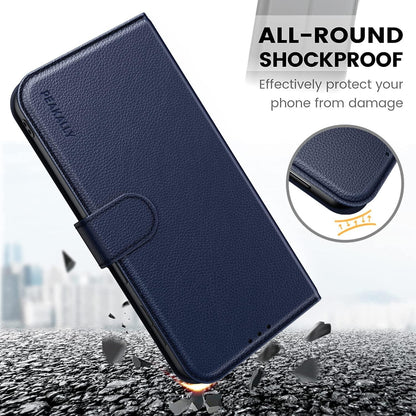Samsung Galaxy A14 4G/5G Handyhülle - Premium PU Leder - RFID - Kartenfach - Magnet - Stand - Blau