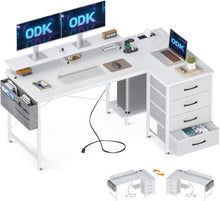 L-förmiger Schreibtisch mit USB-Ladeanschluss und Monitorablage
