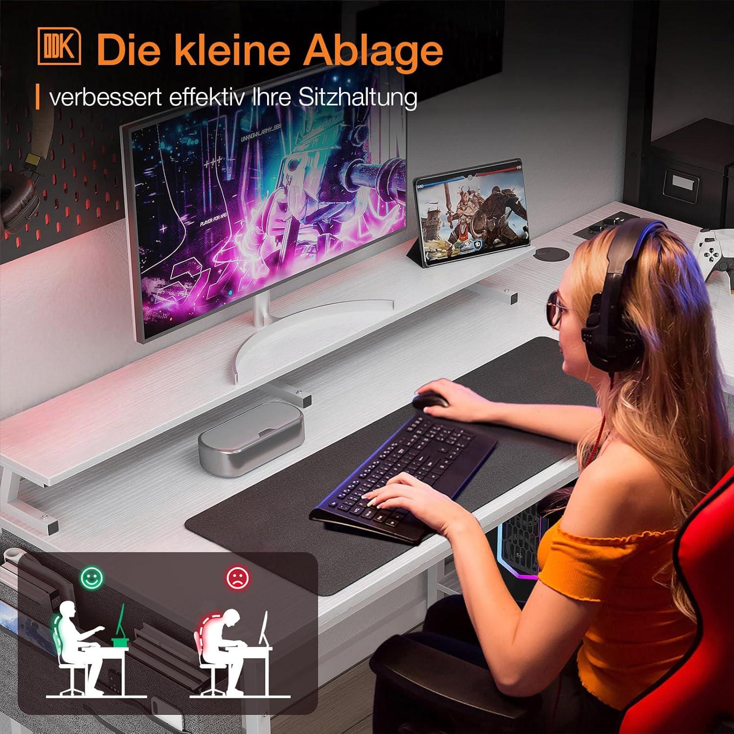 L-förmiger Schreibtisch Eckschreibtisch USB-Ladeanschluss 140cm