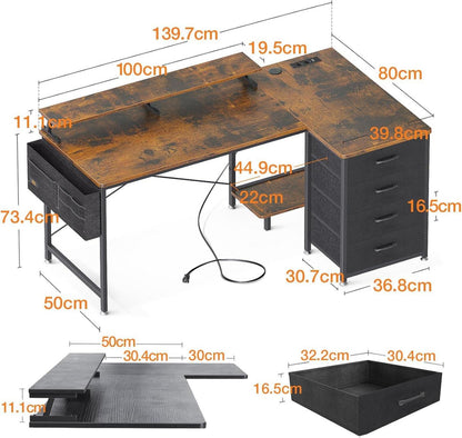 L-förmiger Schreibtisch mit Monitorständer, 4