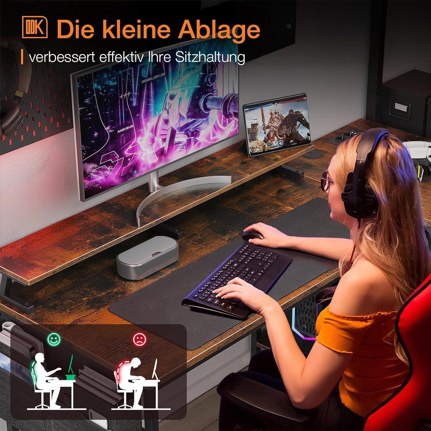 L-förmiger Schreibtisch 140x80x84.7cm Braun mit