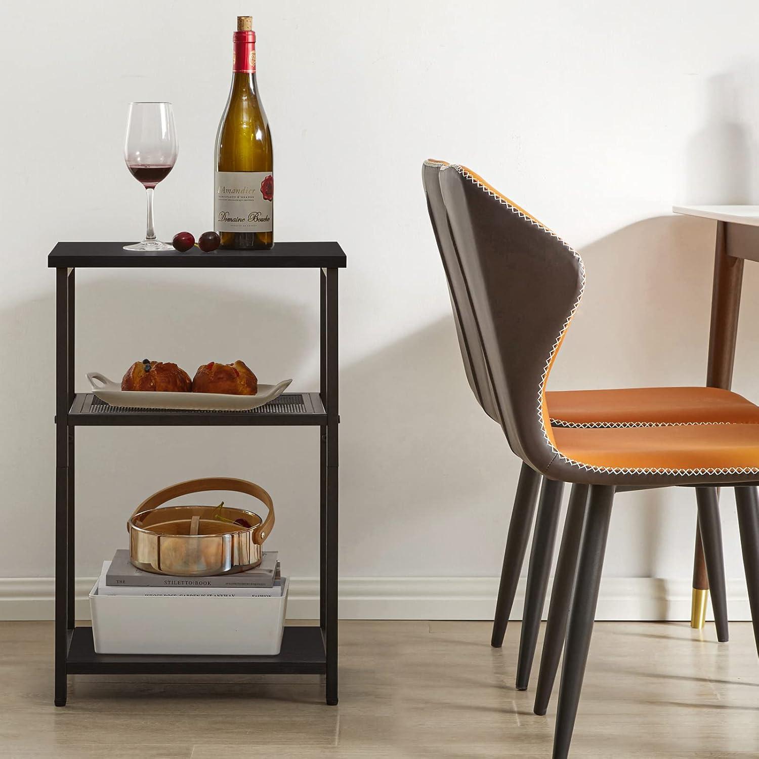 Beistelltisch mit Gitterablagen, Schwarz, Industrie-Design
