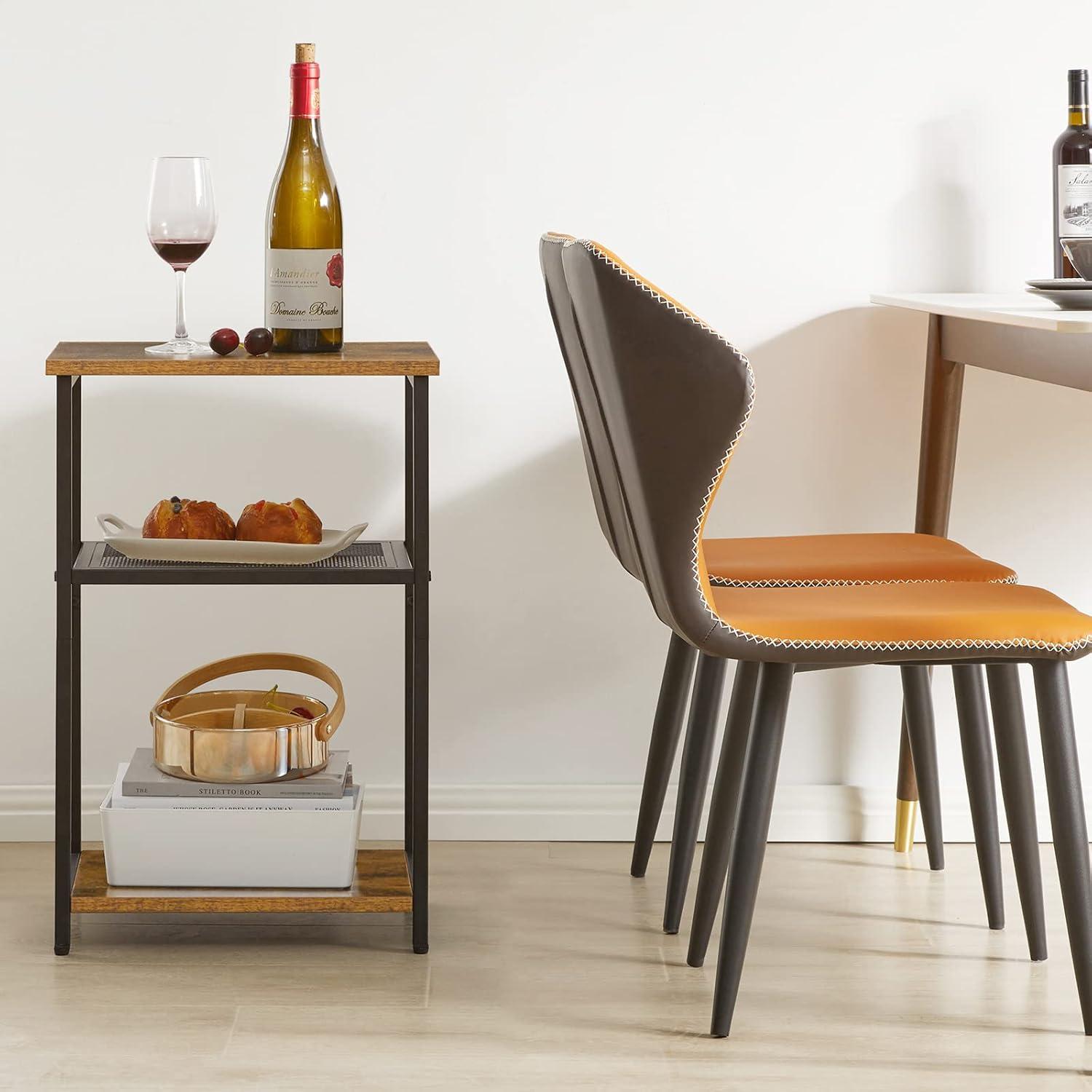 IBUYKE Beistelltisch mit Gitterablagen Industrie-Design Braun