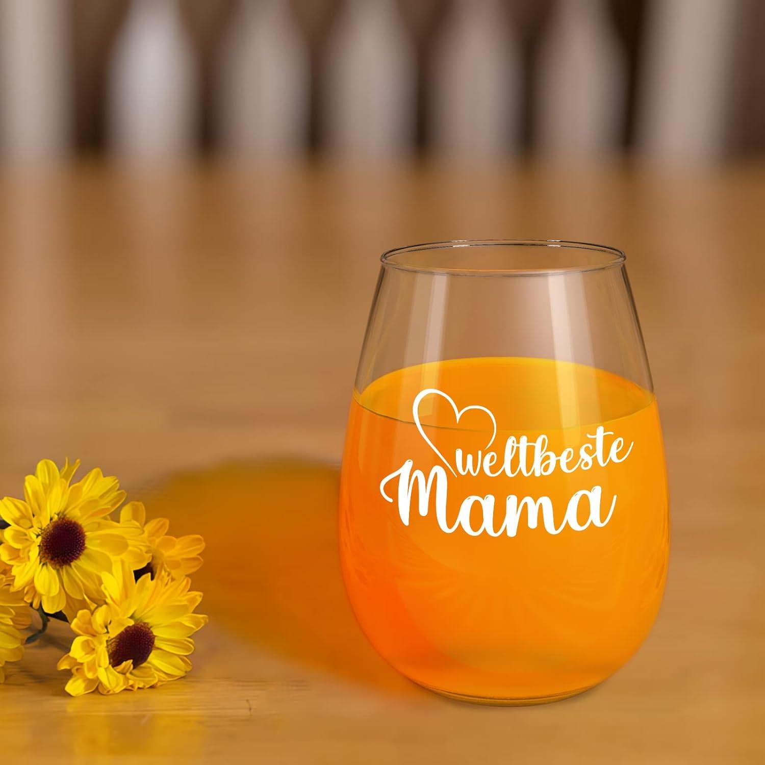 Personalisiertes Weinglas mit Gravur für Mama - Weltbeste Mutter, Geschenk 450ml
