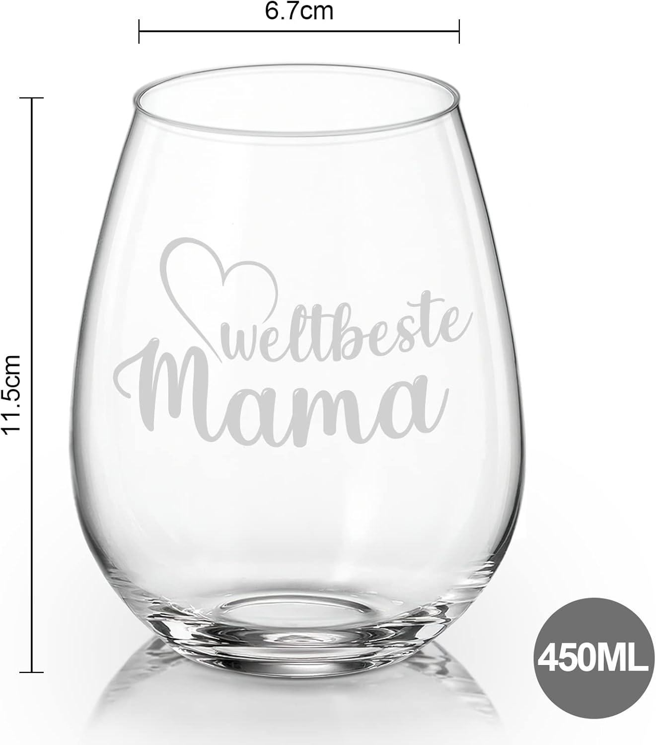 Personalisiertes Weinglas mit Gravur für die Weltbeste Mama - Ideales Muttertagsgeschenk