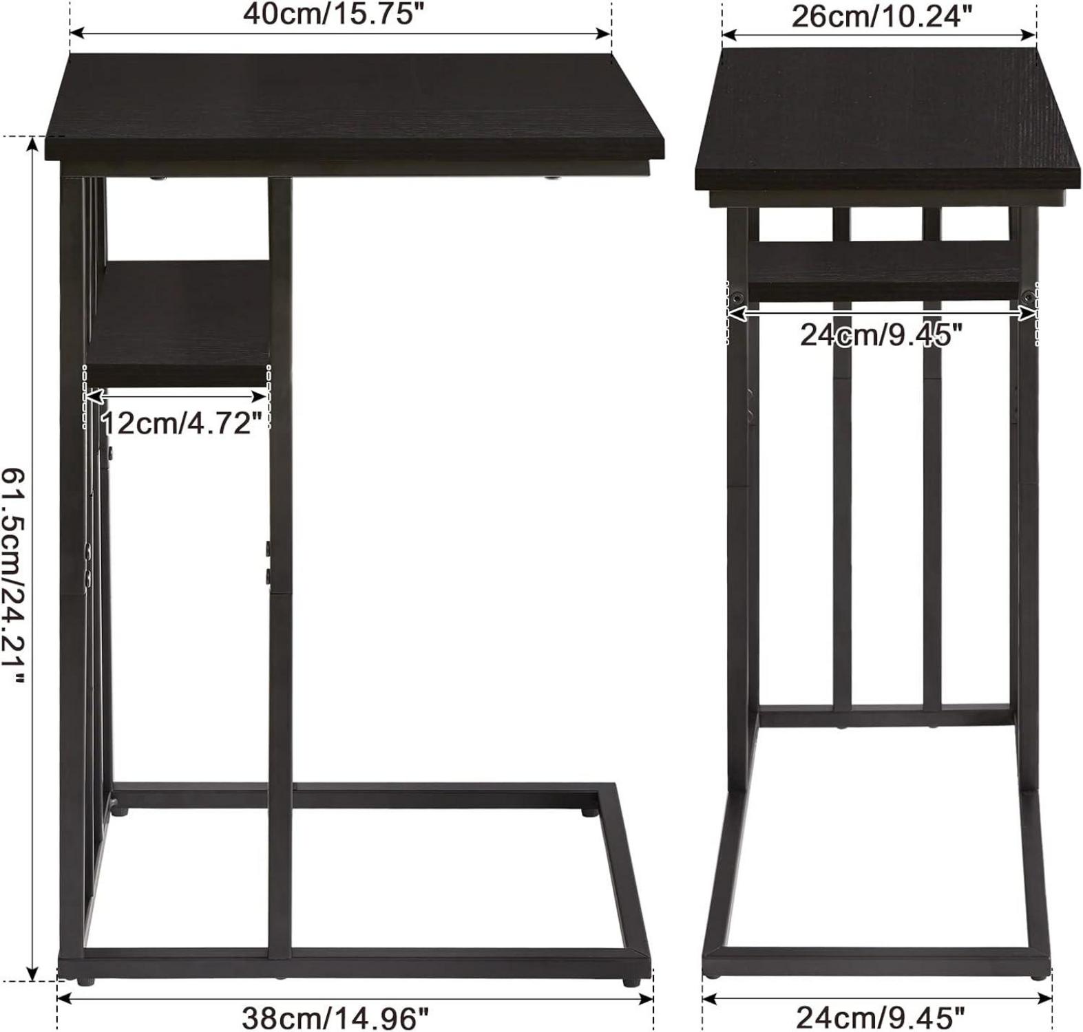 Beistelltisch C-Form Laptoptisch Sofatisch mit Rollen Industrie-Design