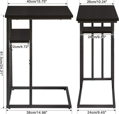 Beistelltisch C-Form Laptoptisch Sofatisch mit Rollen Industrie-Design