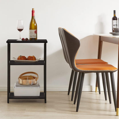 IBUYKE Beistelltisch mit 3 Ebenen Schwarz Industrie-Design