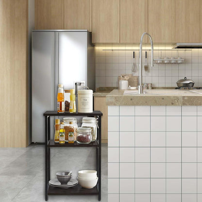 IBUYKE Beistelltisch 3 Ebenen Schwarz Industrie-Design