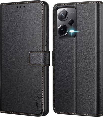 Handyhülle Xiaomi Redmi Note 12 Pro Leder Klapphülle Schwarz