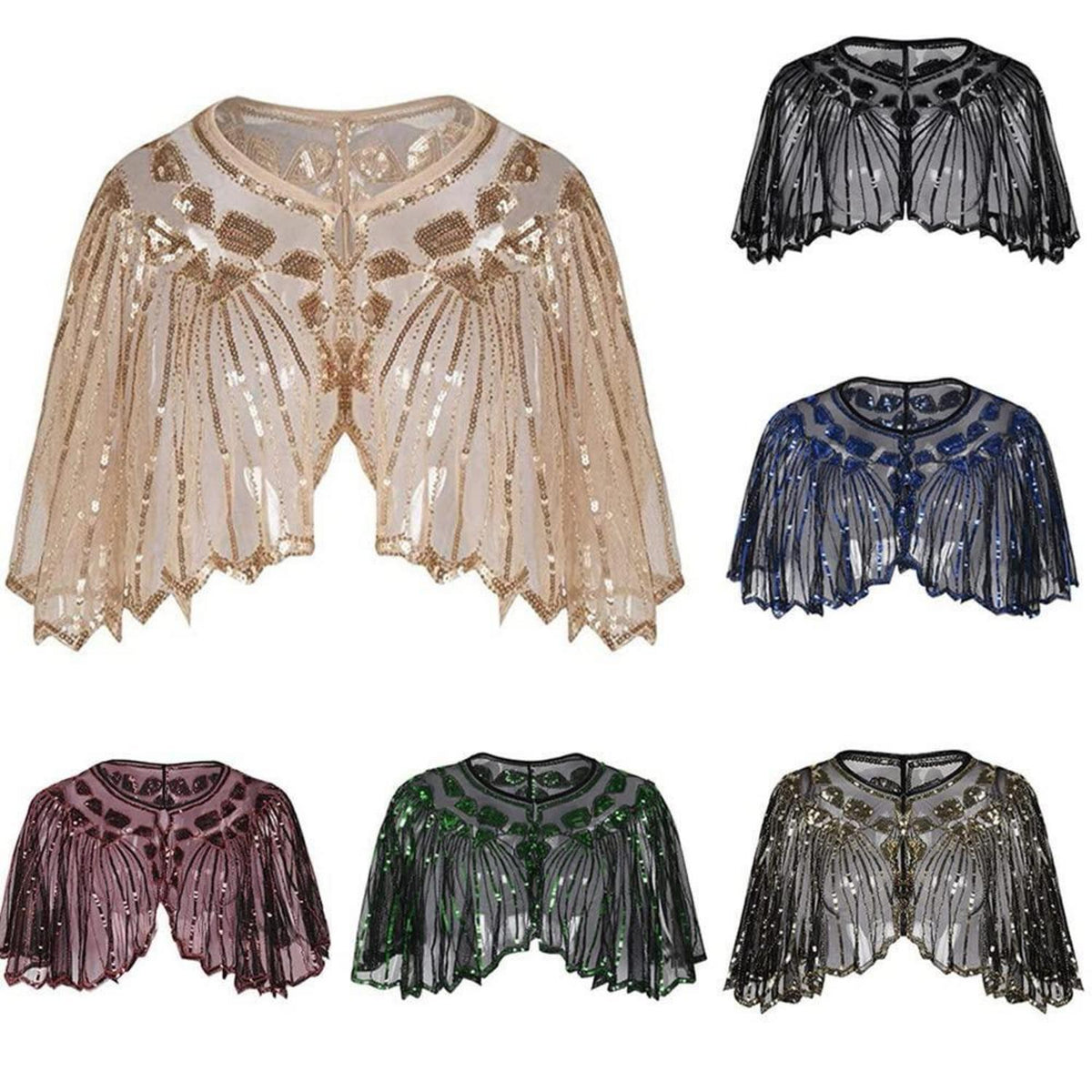 Vintage Schal mit Pailletten & Perlen, 1920er Jahre Flapper