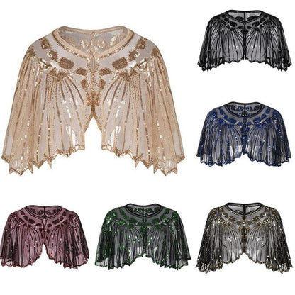 Vintage Schal mit Pailletten & Perlen, 1920er Jahre Flapper