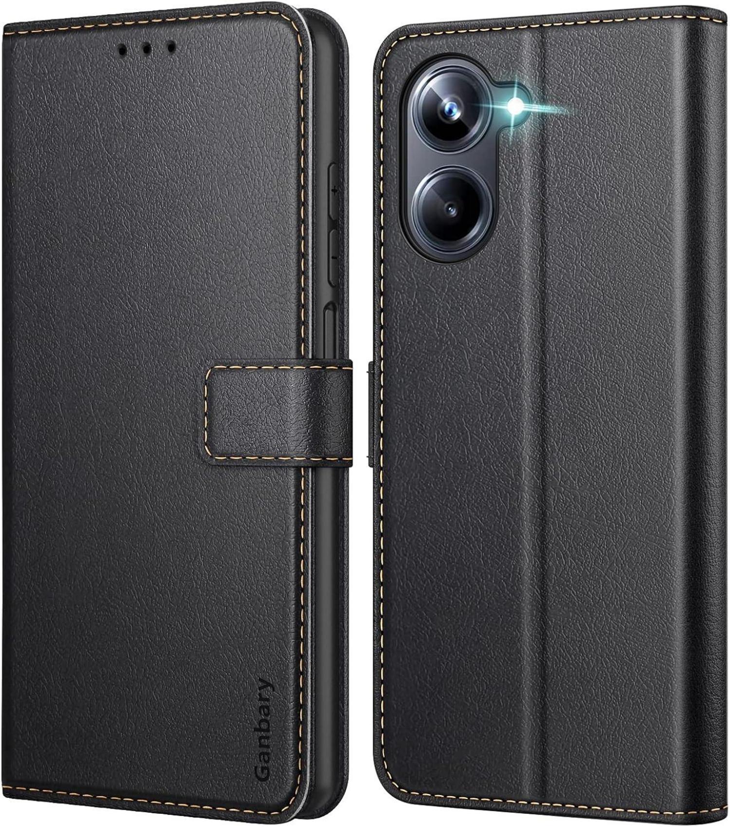 Handyhülle Realme 10 Pro 5G Leder Klapphülle Schwarz