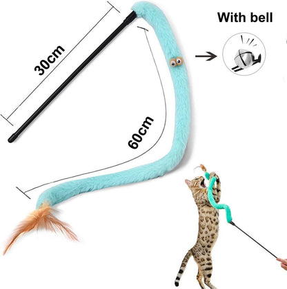 Katzenspielzeug Set mit Angel Feder Bälle Hüpfbälle interaktives