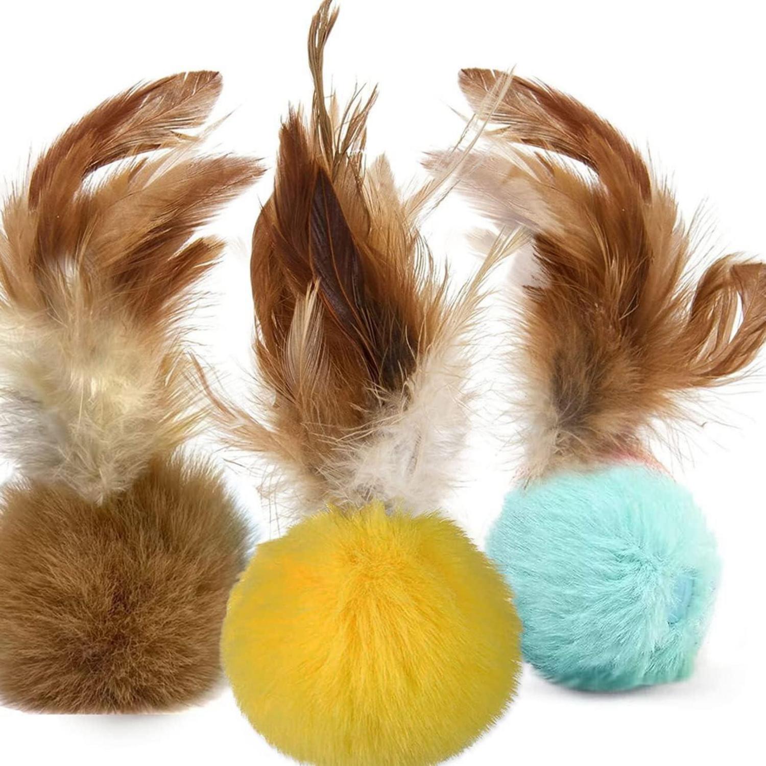 Katzenspielzeug Set mit Angel-Feder Katzenbälle interaktives Spielzeug