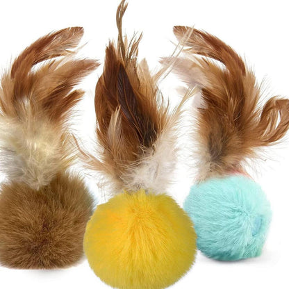 Katzenspielzeug Set mit Angel-Feder Katzenbälle interaktives Spielzeug