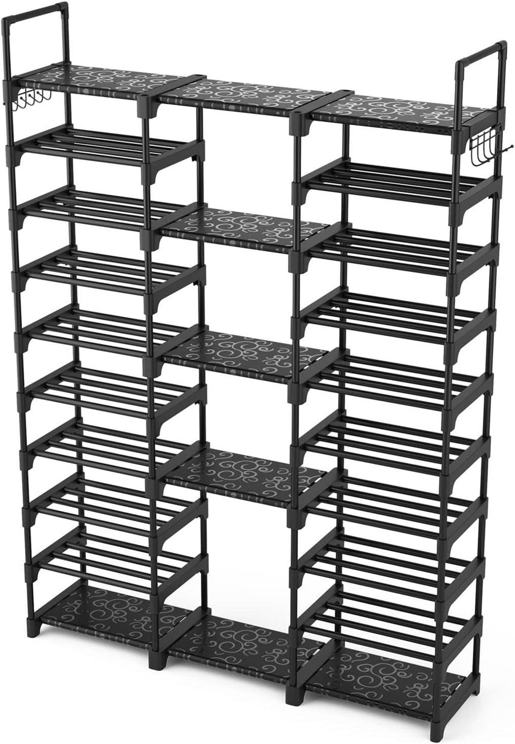 Vicye Schuhregal 10 Ebenen Metall Aufbewahrung 54-62 Paar Platz Sparen Standregal Haken