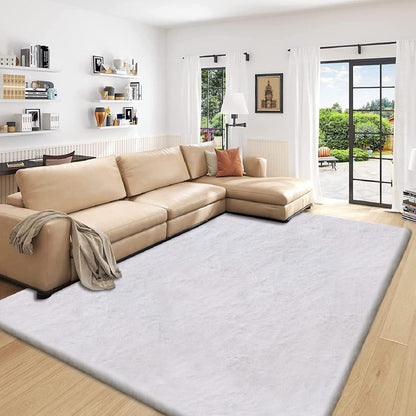 Flauschiger Kunstfell Teppich Grau 180x270 cm – Wohnzimmer & Schlafzimmer