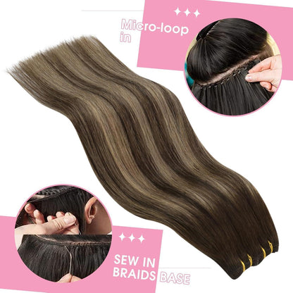 Echthaar Tressen Ombre 45cm - Blond, Braun & Balayage