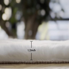 Teppich Weiß Flauschig 60x90 cm Kunstfell Waschbar für